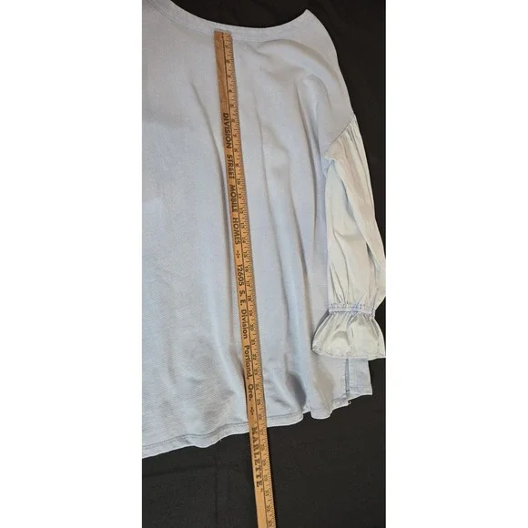 Pilcro Blue Top With Puffy Sleeves Anthropologie Brand Size Medium Spring Beach - Picture 4 of 9